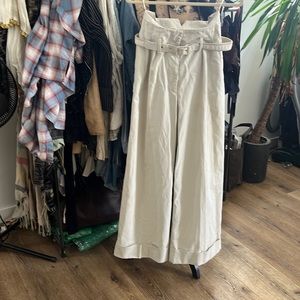 Stella McCartney Cream High-Waist Wide-Leg Belted Pants